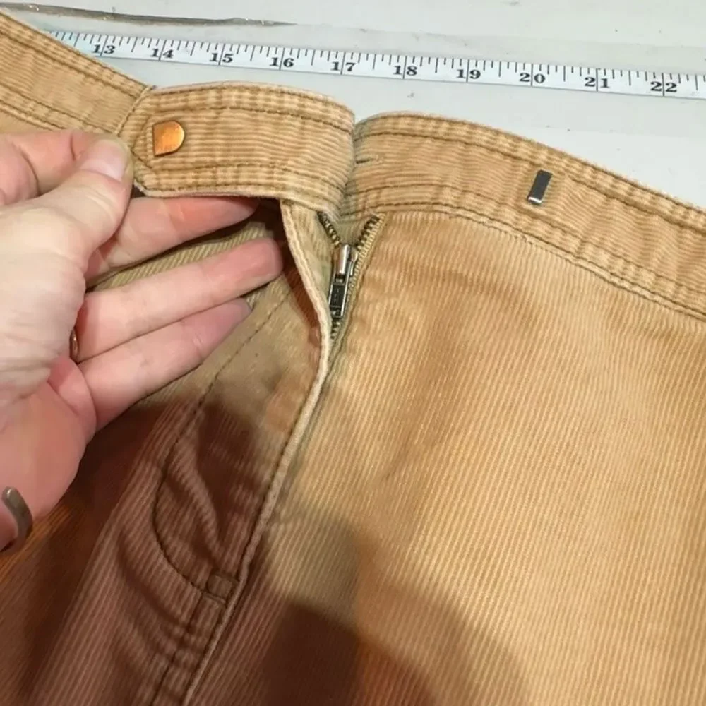 Ann Taylor Loft Women's Corduroy Back Slit Pencil Mini Skirt Beige Tan Size 14‎